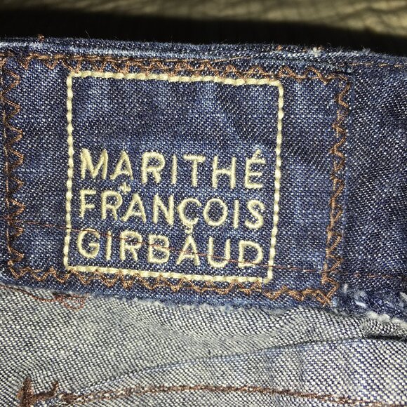 Vintage Marithe Francois Girbaud Blue Long A-Line Denim Skirt size 31 - Picture 1 of 13